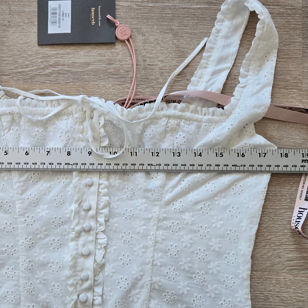 HOUSE OF CB Juana Broderie Anglaise Corset Top White Medium Button Front NWT - Picture 14 of 17